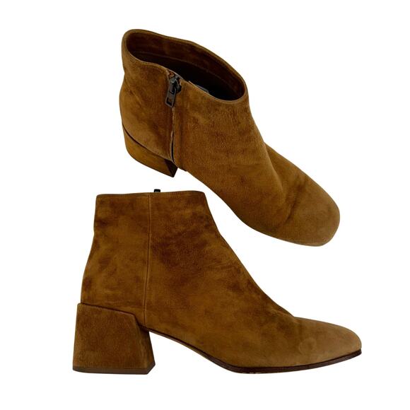 VINCE Ostend Suede Ankle Boot Bootie Chunky Block Heel Made in Italy 10M - Picture 1 of 12